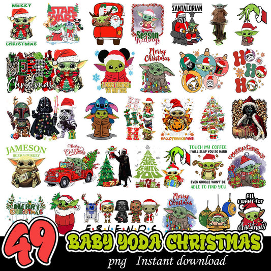 49 Baby Yoda Christmas PNGs Instant Download