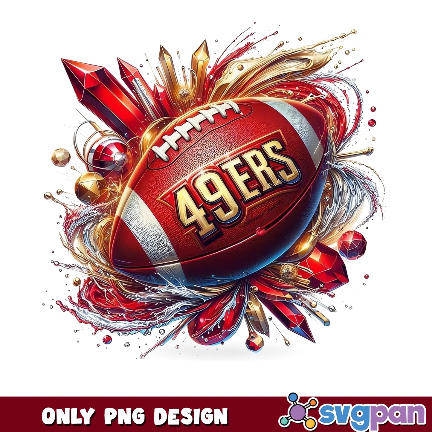 49ers Football Splash PNG, San Francisco 49ers PNG, NFL PNG