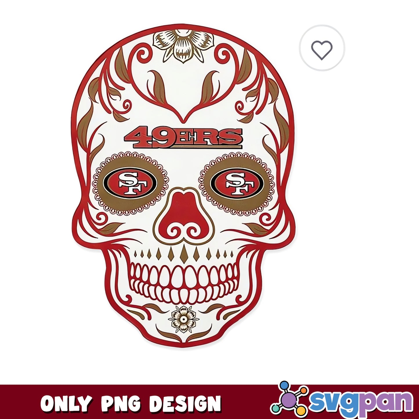 49ers Sugar Skull PNG, San Francisco Football Skull, NFL PNG