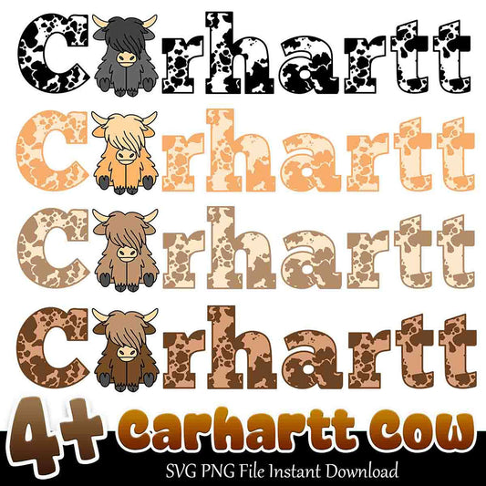 4 Carhartt Cow PNG Bundle SVG