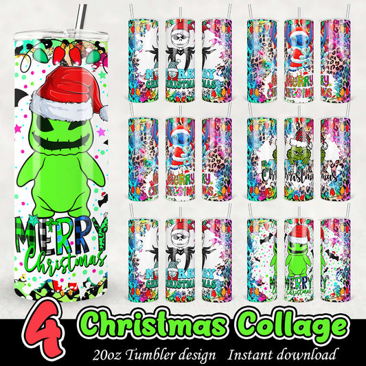 4 Christmas Tumbler Designs PNG Bundle
