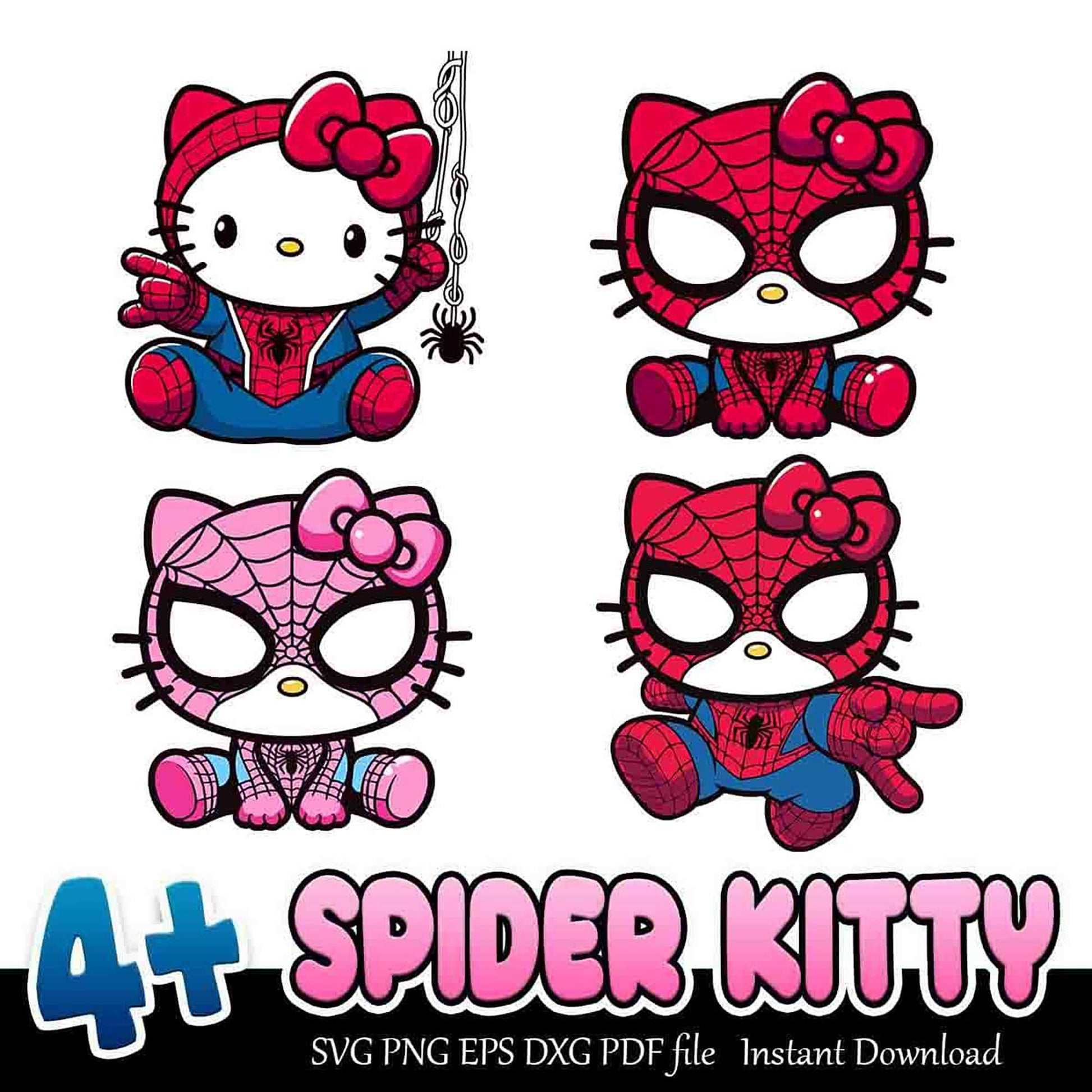 4 Spider Kitty SVG Bundle Instant Download