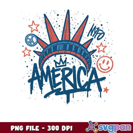 4th of July Statue of Liberty Png, Graffiti America Png