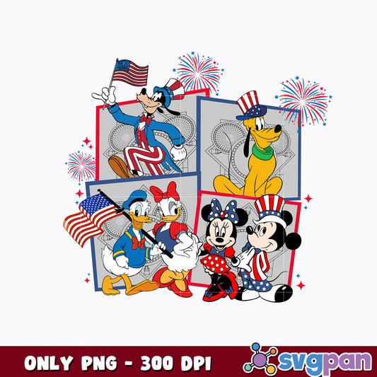 Retro 4th Mouse And Friends Png