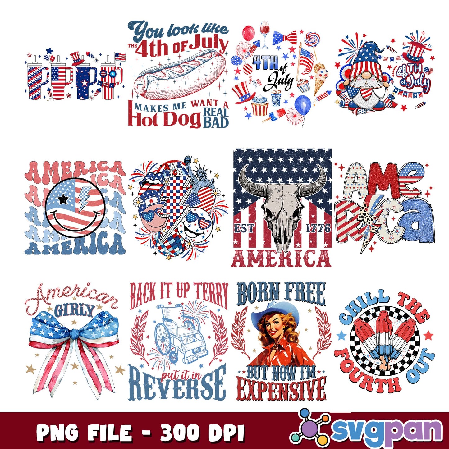 4th july america meme png bundle