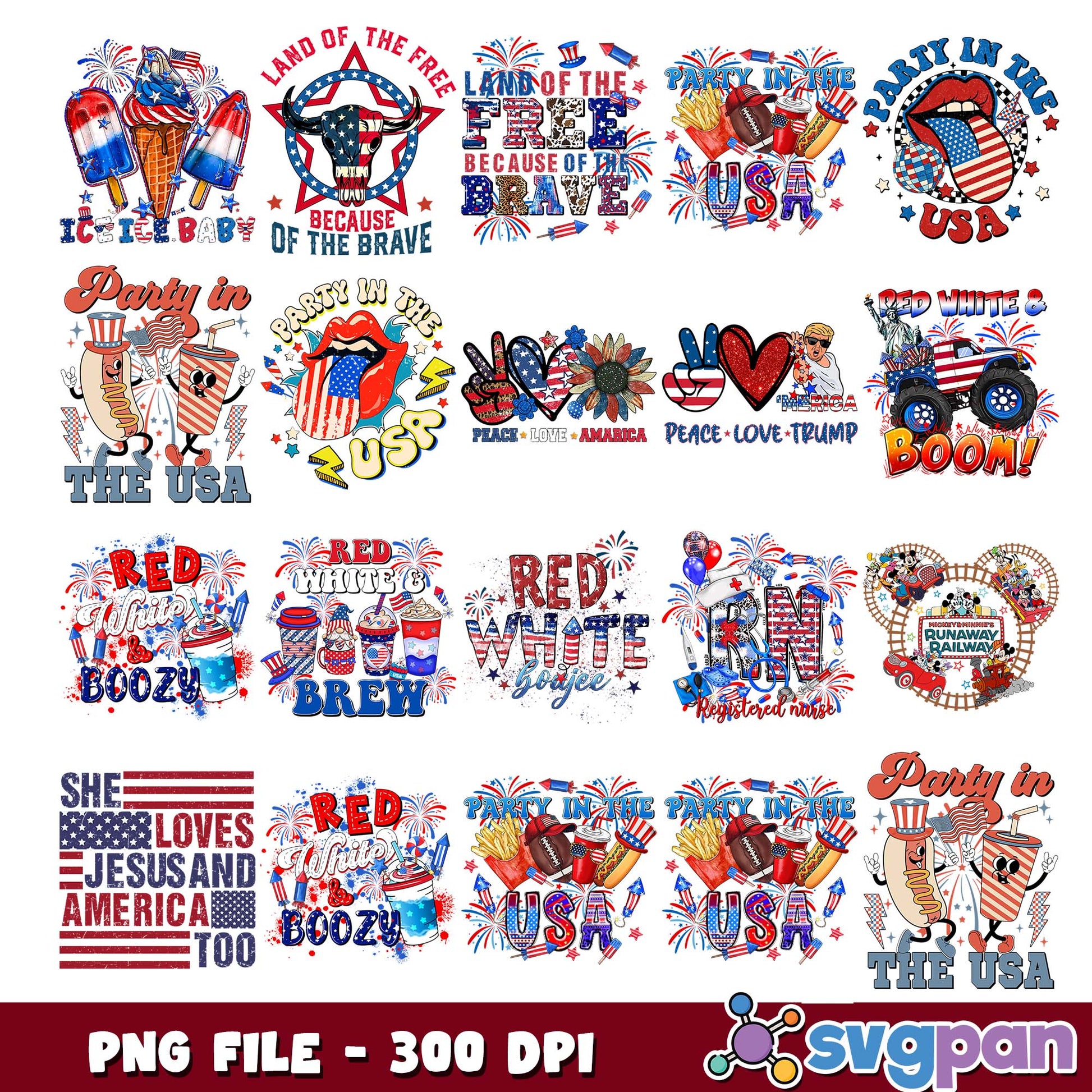 4th july party design png bundle