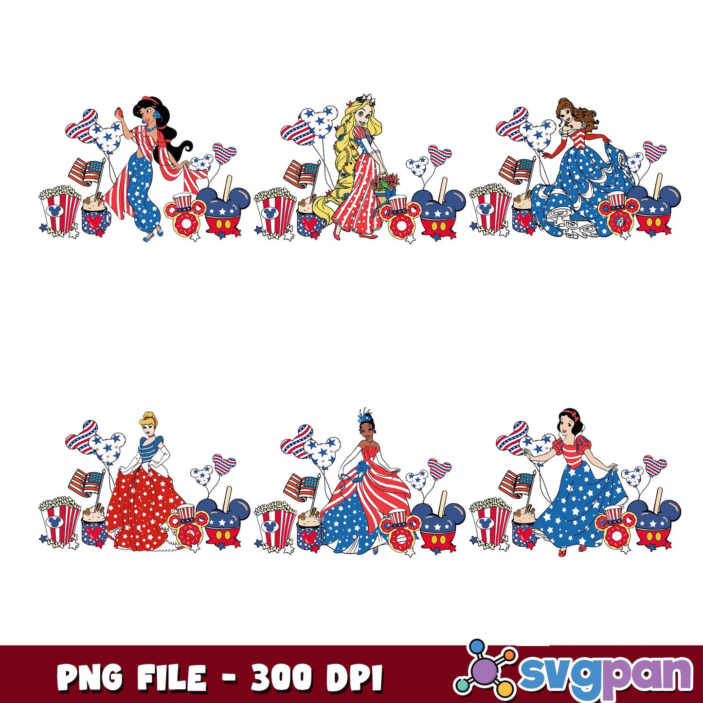 4th july princess png bundle