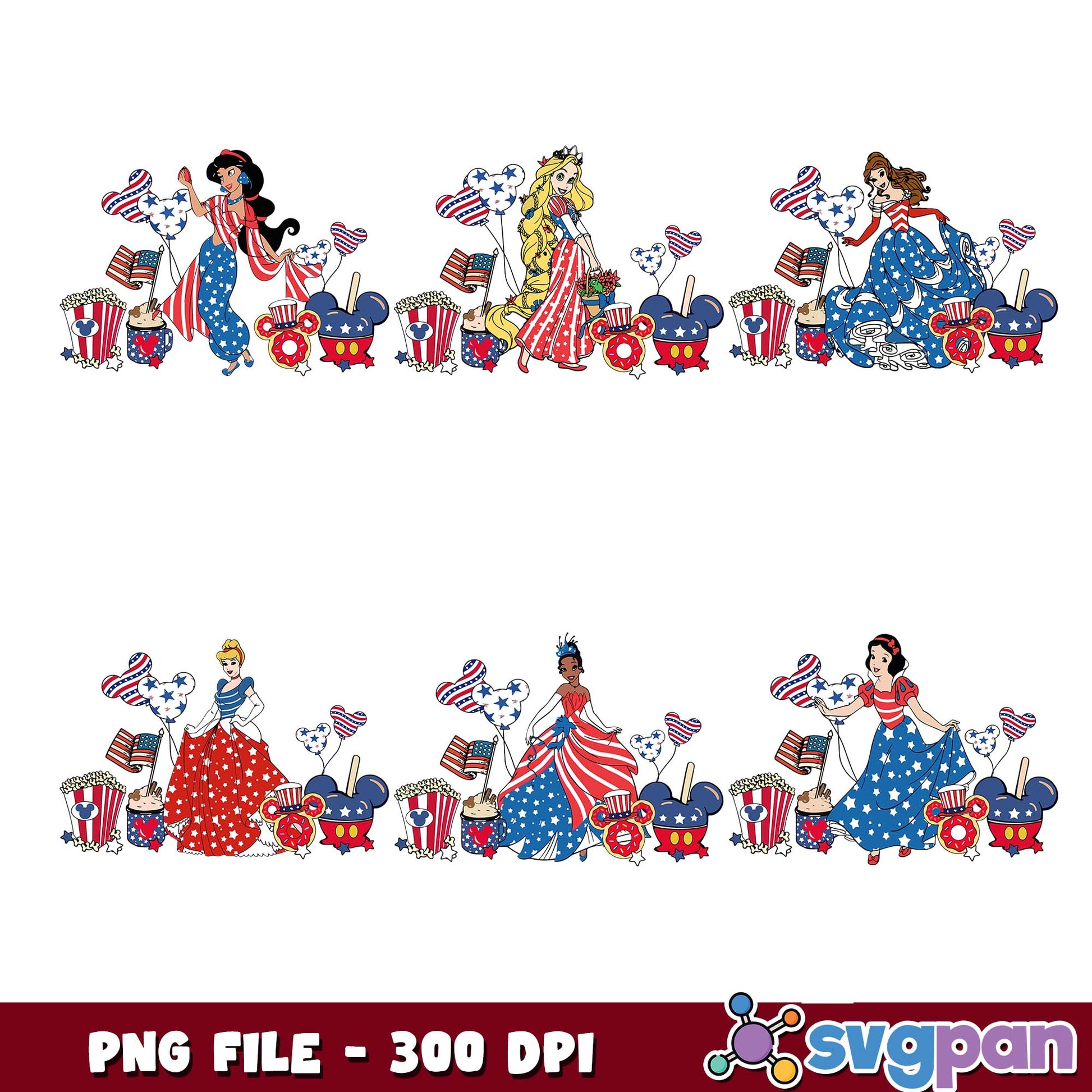4th july princess png bundle