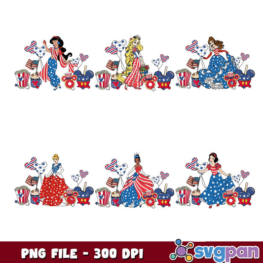 4th july princess png bundle