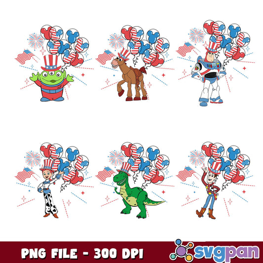 4th july toy story png bundle