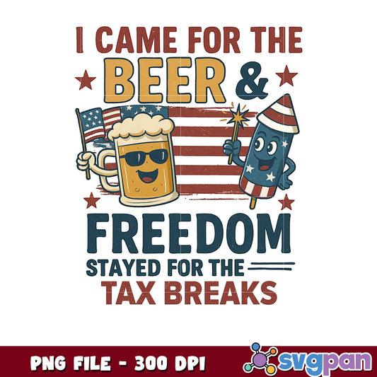 4th of July Beer & Freedom PNG 300 DPI