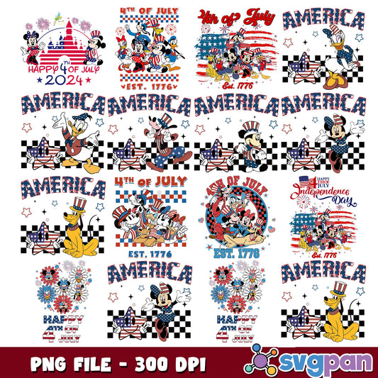 4th of july disney ver png bundle