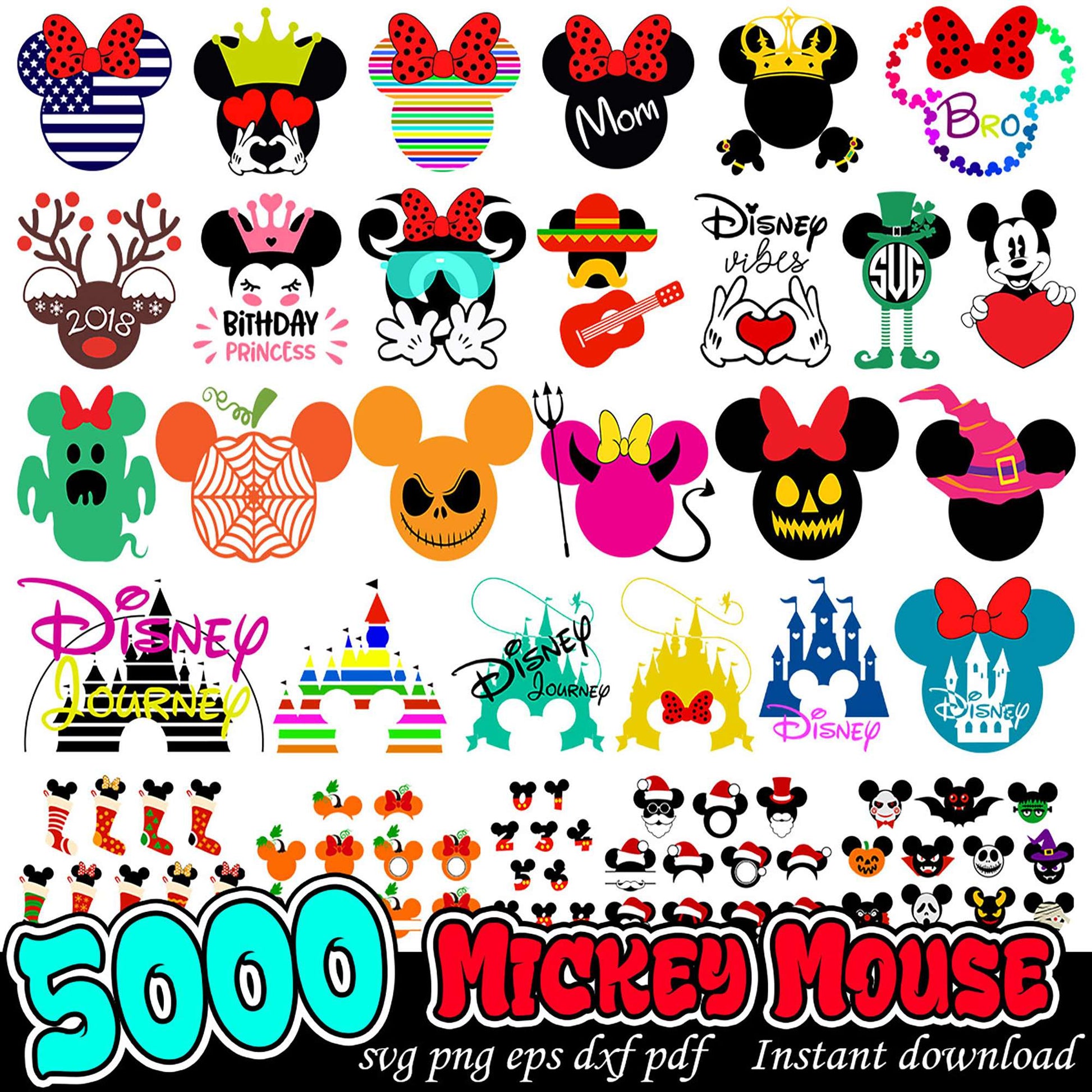 5000 Mickey Mouse SVG Bundle PNG EPS DXF PDF