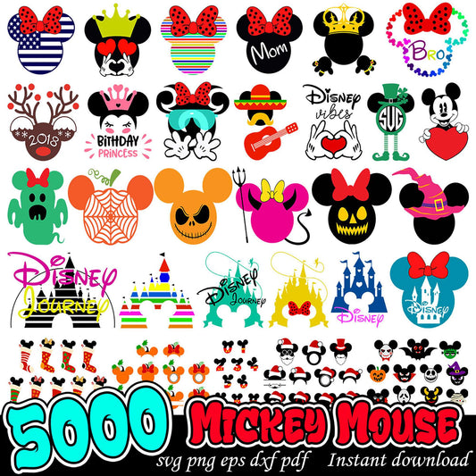 5000 Mickey Mouse SVG Bundle PNG EPS DXF PDF