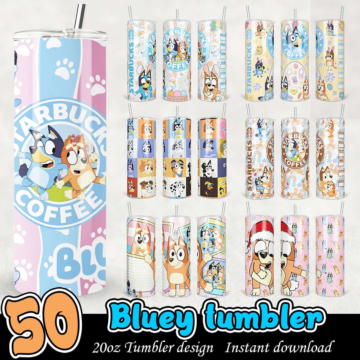 50 Bluey Tumbler Designs Instant Download