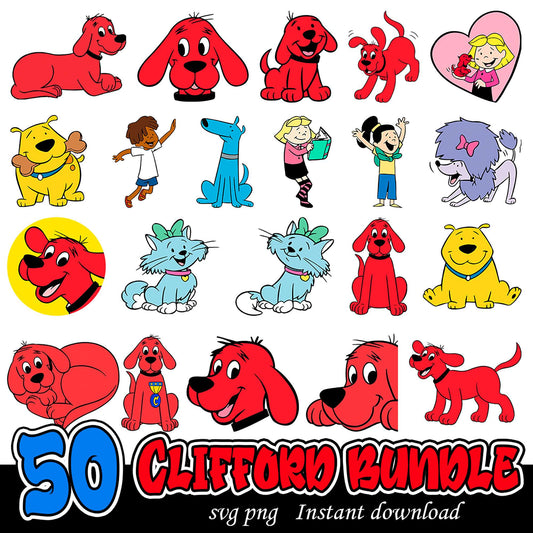 50 Clifford SVG Bundle Instant Download Clipart Set