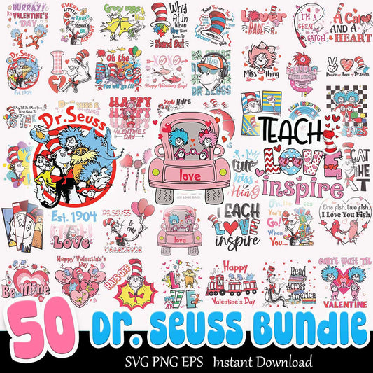 50 Dr Seuss Valentine SVG Bundle