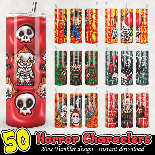 50 Horror Character Tumbler Designs