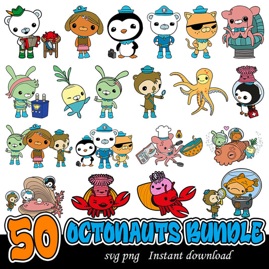50 Octonauts Bundle SVG PNG Designs for Instant Download