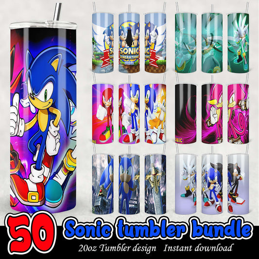 50 Sonic Tumbler PNG Bundle Instant Download