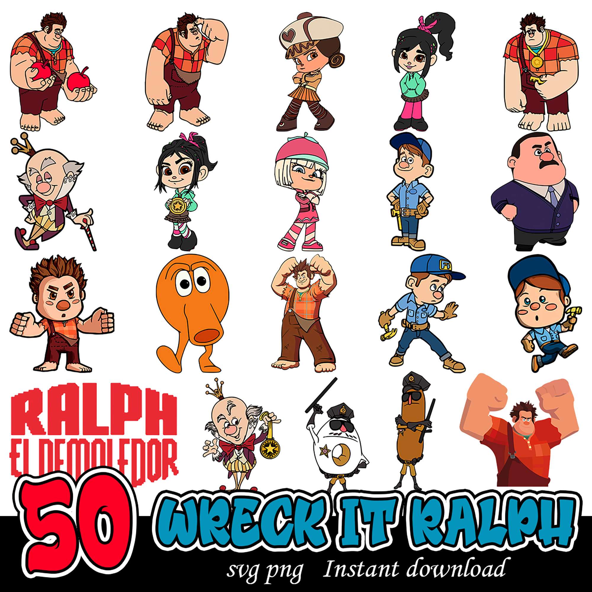 50 Wreck It Ralph SVG Bundle for Instant Download Art – svgpan