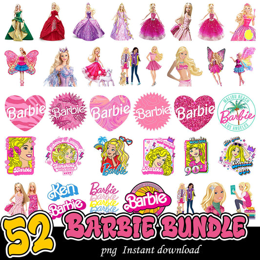 52 Barbie PNG Bundle for Instant Download Cute Graphics