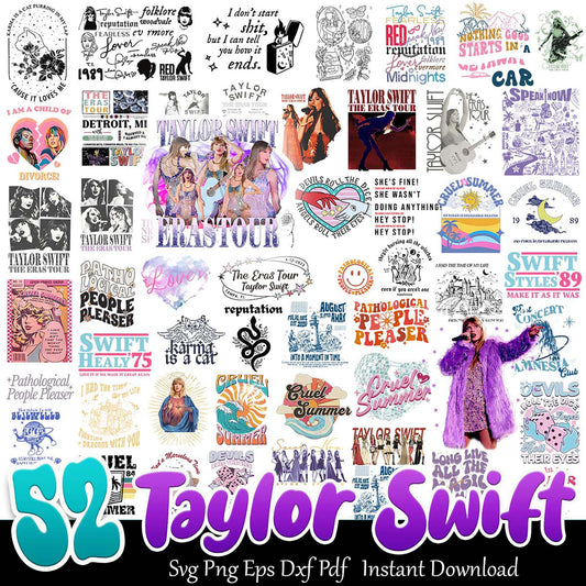 52 Taylor Swift SVG Bundle Designs