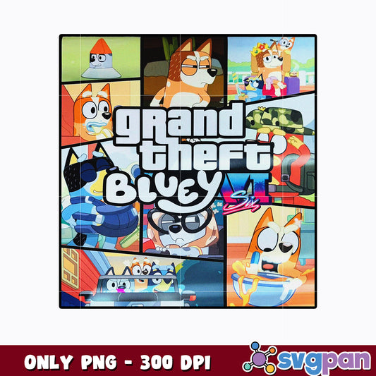 Retro Grand Theft Bluey Family png