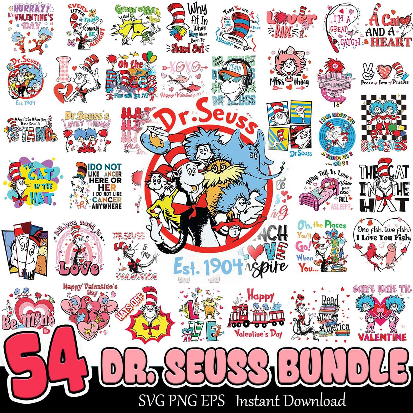54 Dr Seuss SVG Bundle Instant Download