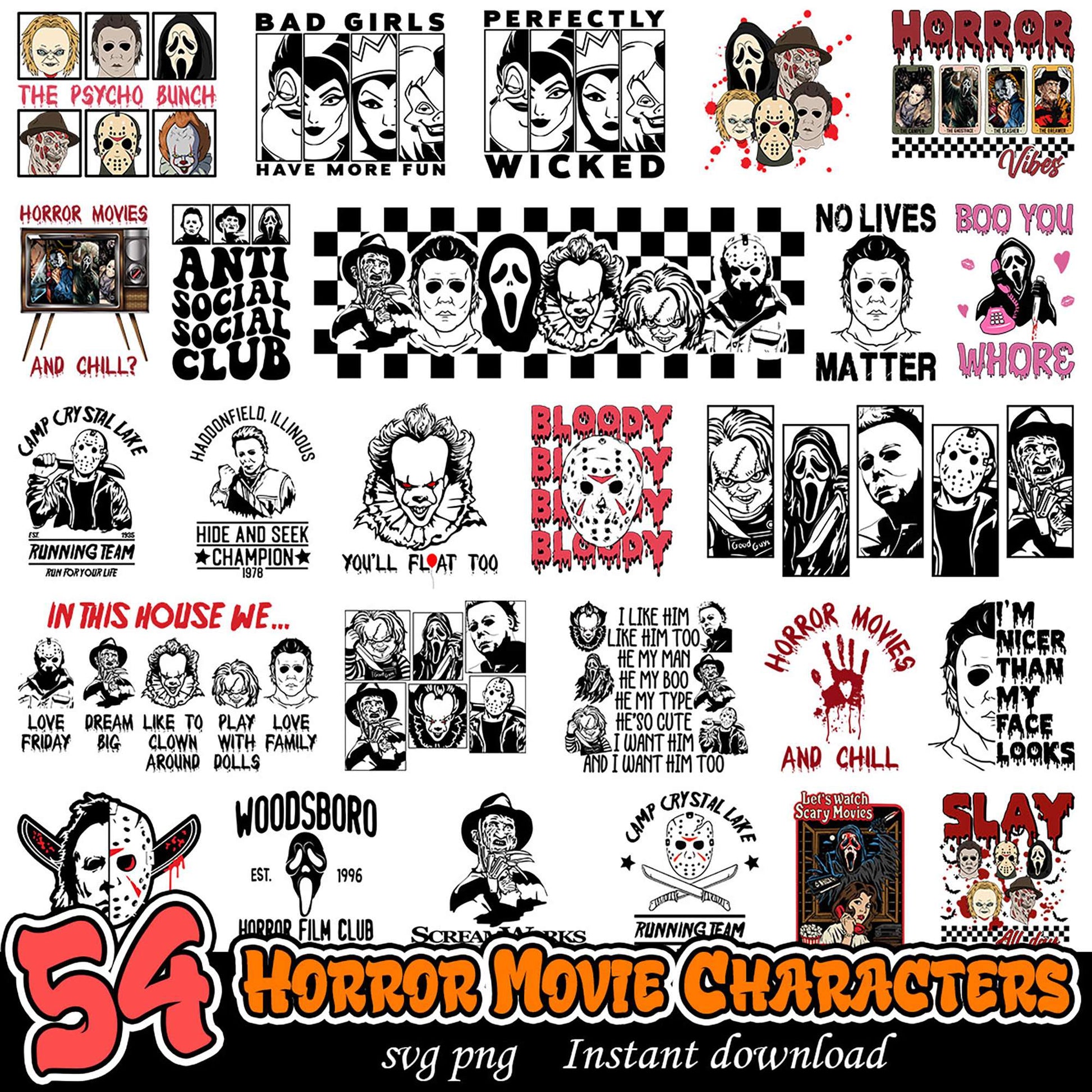 54 Horror Movie Characters SVG PNG