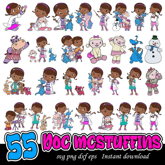 55 Doc McStuffins SVG Bundle Cute Characters for Crafts