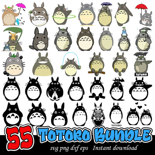 55 Totoro Bundle SVG PNG DXF EPS Instant Download Designs