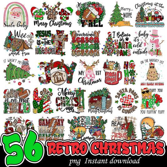 56 Retro Christmas PNG Designs