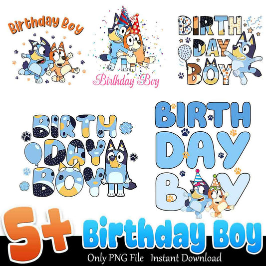 5 Bluey Birthday Boy PNG Designs Instant Download