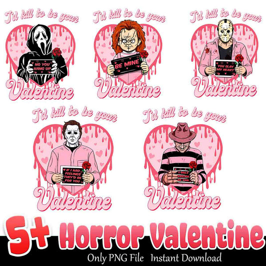 5 Horror Valentine PNG Bundle Instant Download