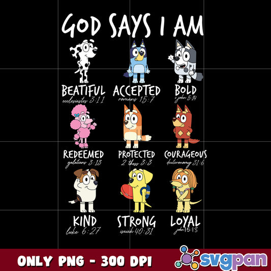 God Says I am Blue Friends cartoon png  