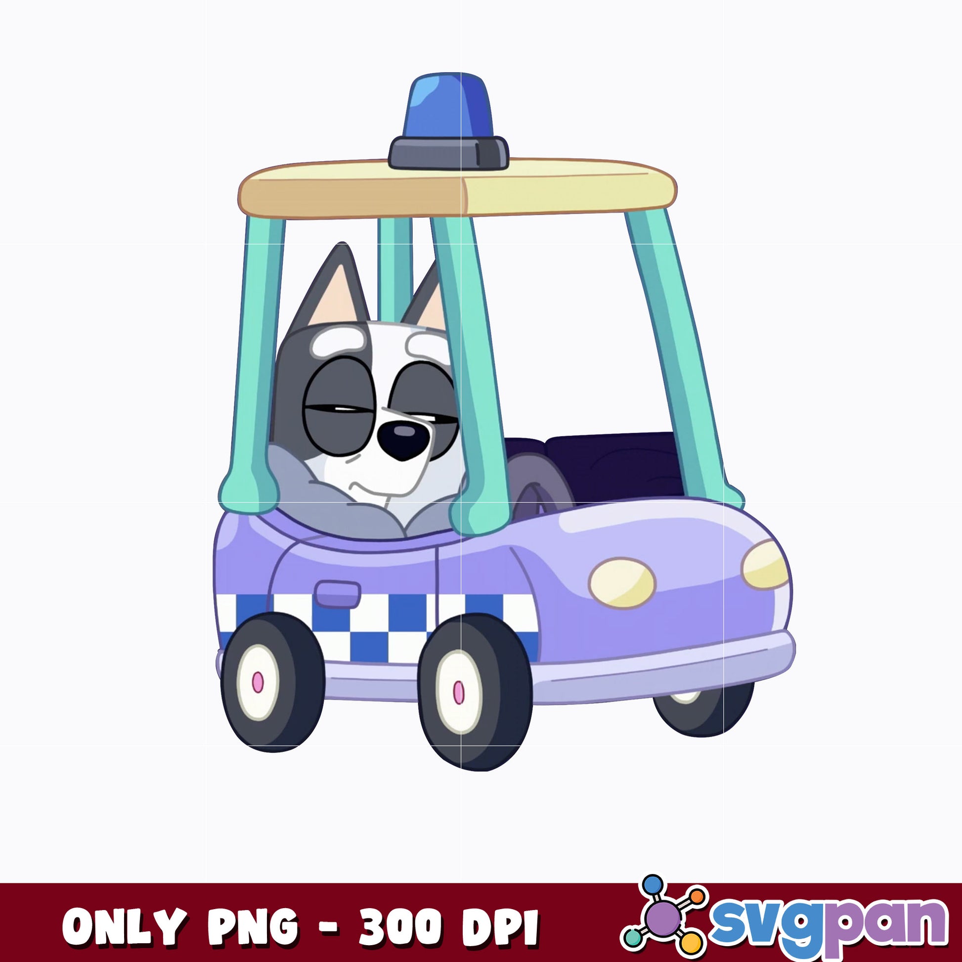 Bluey muffin in car cartoon png