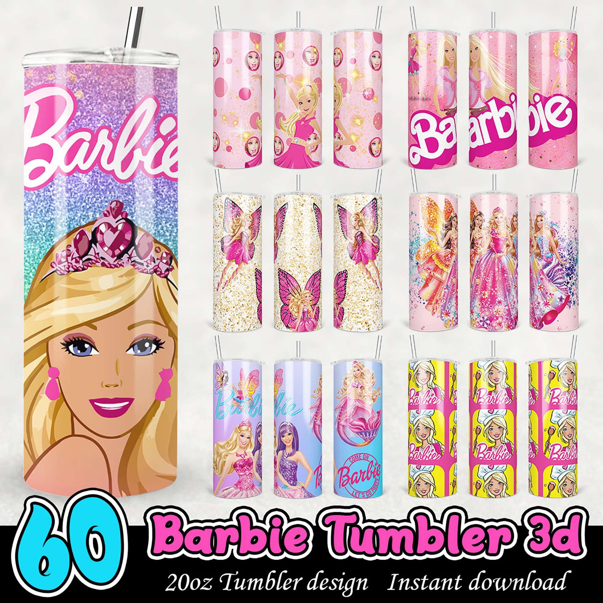 60 Barbie Tumbler Designs PNG