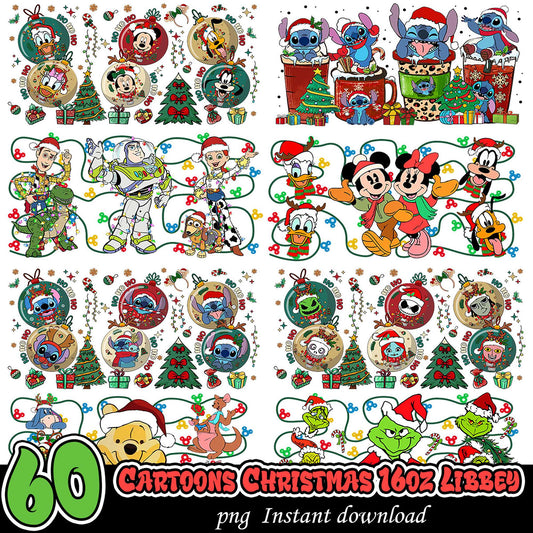 60 Cartoon Christmas PNG Sublimation Designs