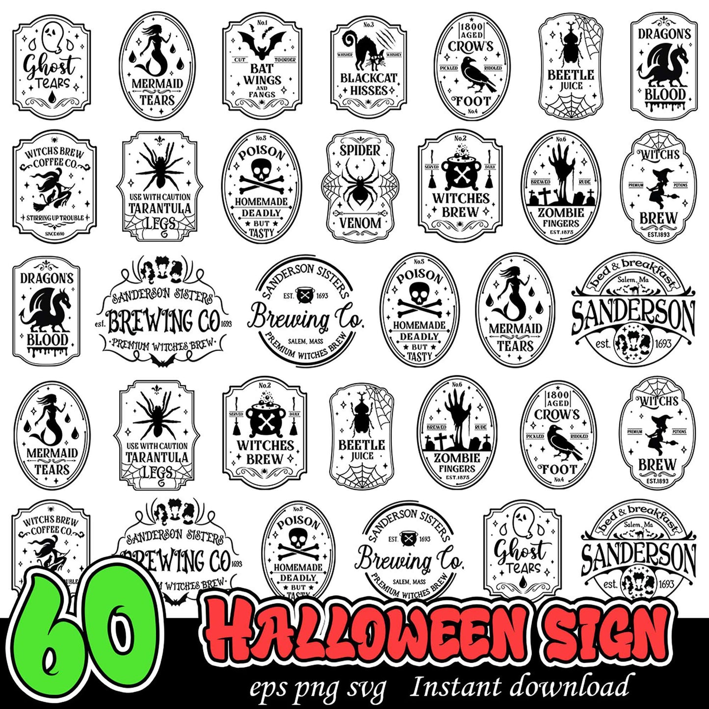 60 Halloween SVG Bundle Signs