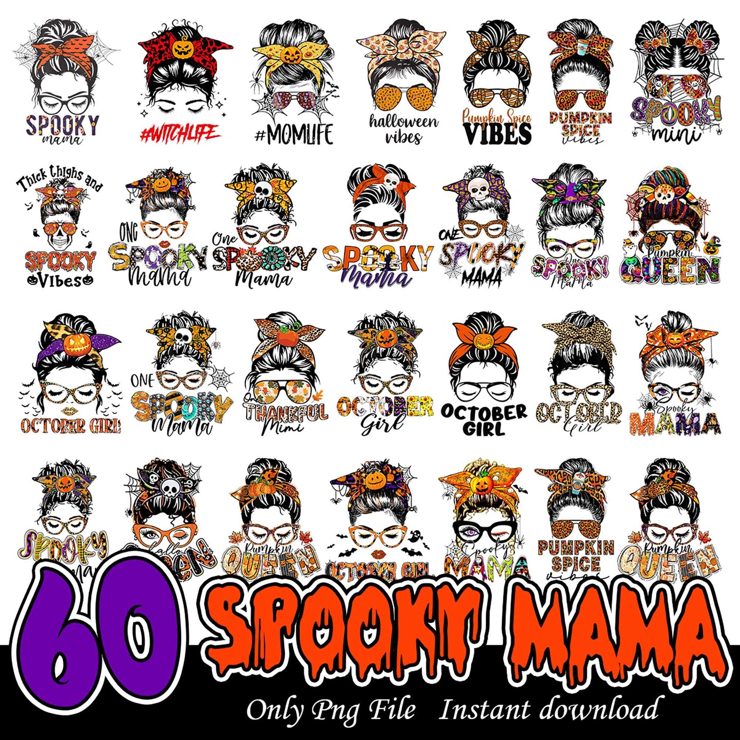 60 Spooky Mama SVG Bundle Instant Download