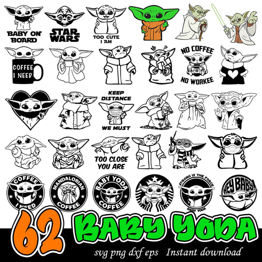 62 Baby Yoda SVG Bundle for Creative Projects Download