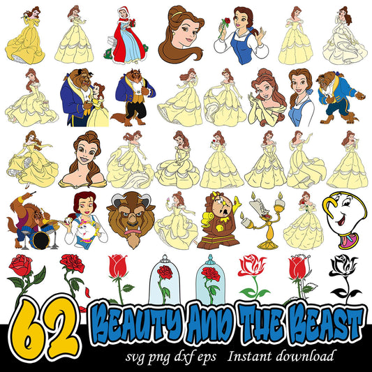 62 Beauty and the Beast SVG Bundle for Creative Projects