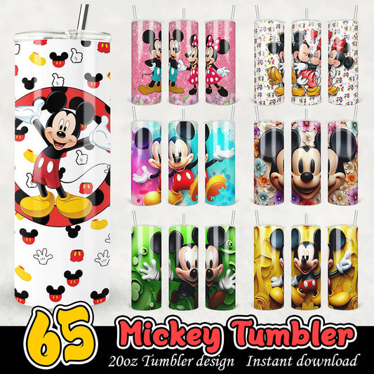 65 Mickey Mouse Tumbler Designs PNG Bundle