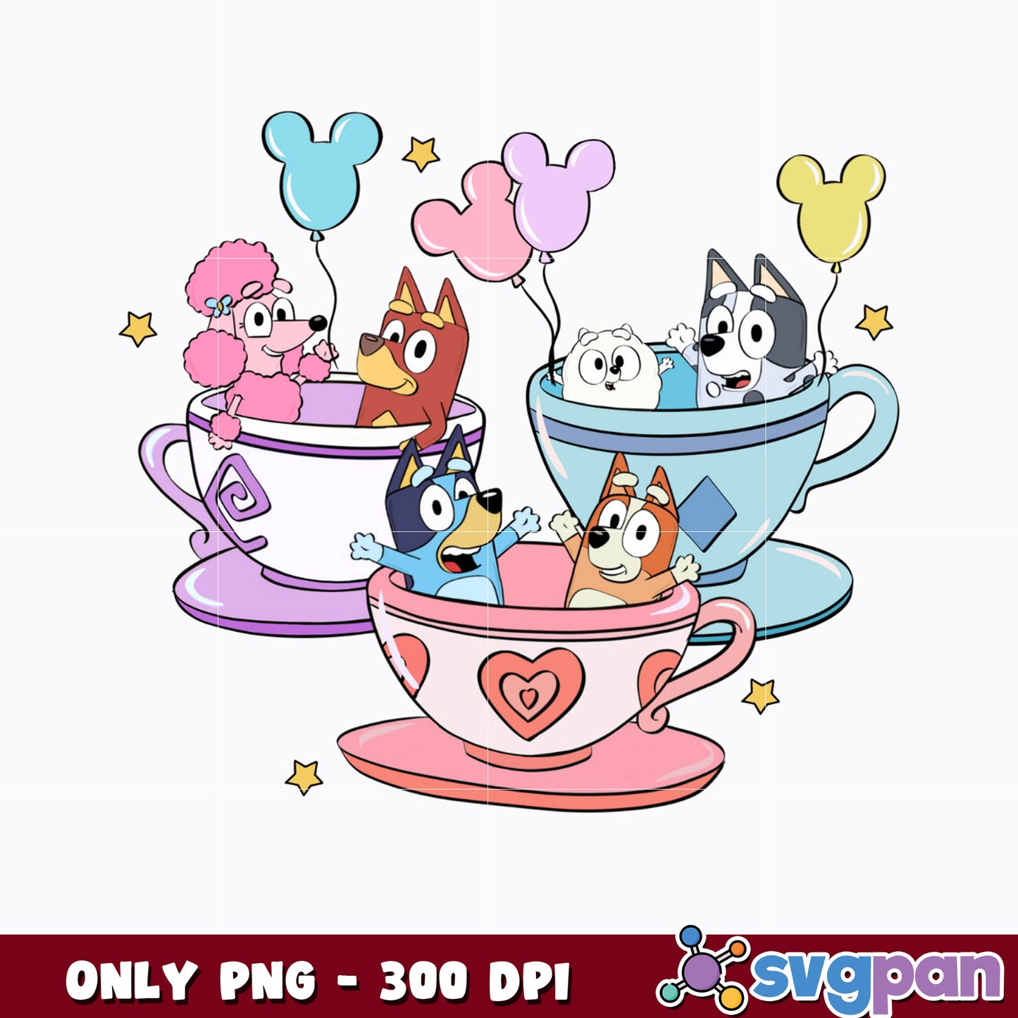 Bluey and friends happy valentine's day Png 