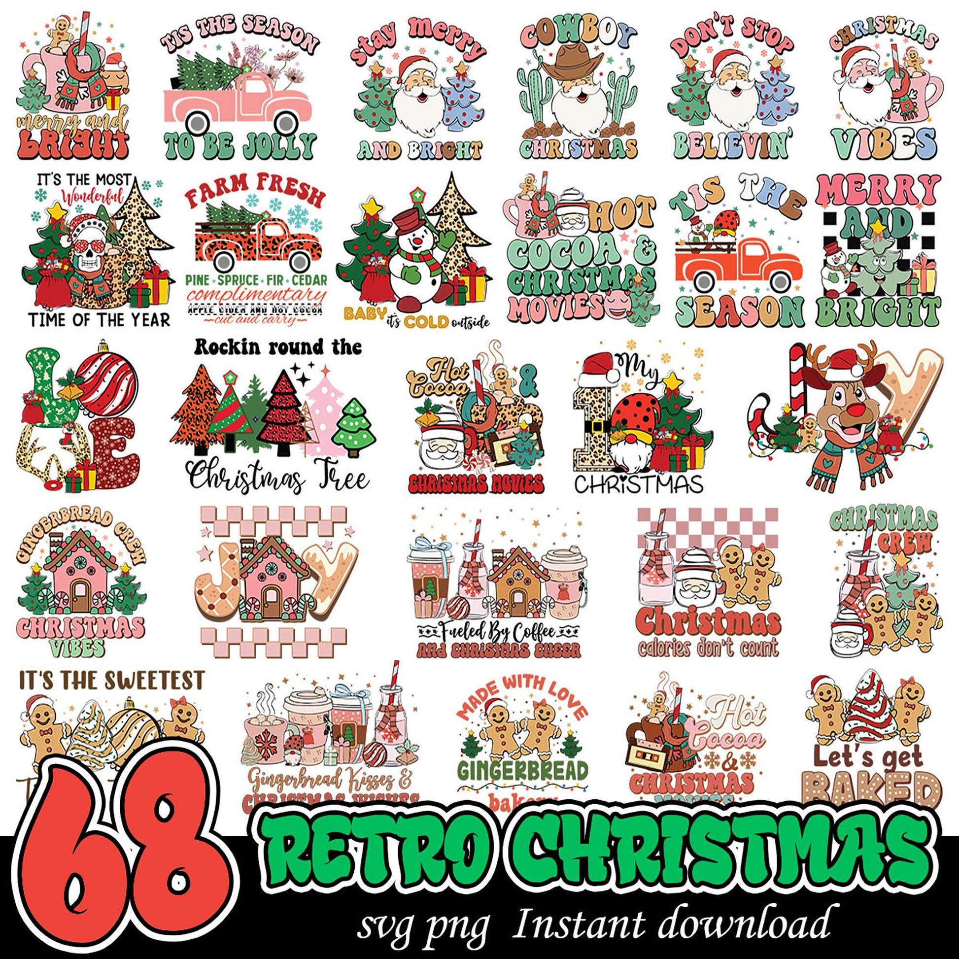 68 Retro Christmas SVG PNG Designs