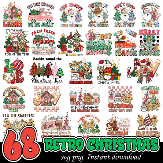 68 Retro Christmas SVG PNG Designs