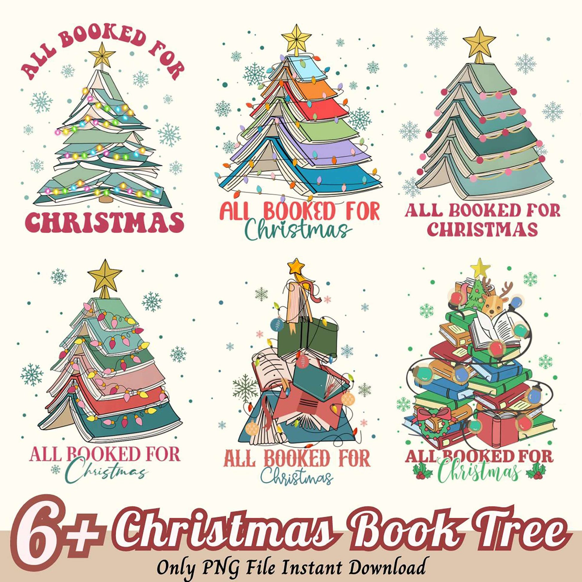 6 Christmas Book Tree PNG Designs