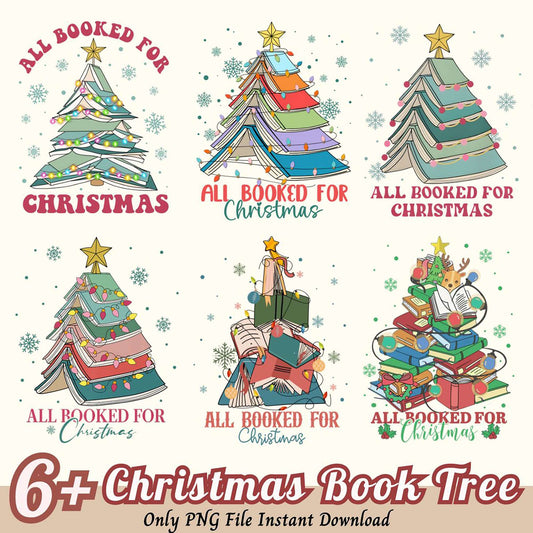 6 Christmas Book Tree PNG Designs