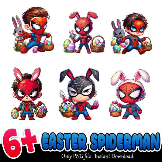 6 Easter Spiderman PNG Bundle